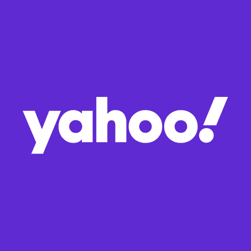 Logoen til søkemotoren Yahoo! på lilla bakgrunn. Illustrasjon.