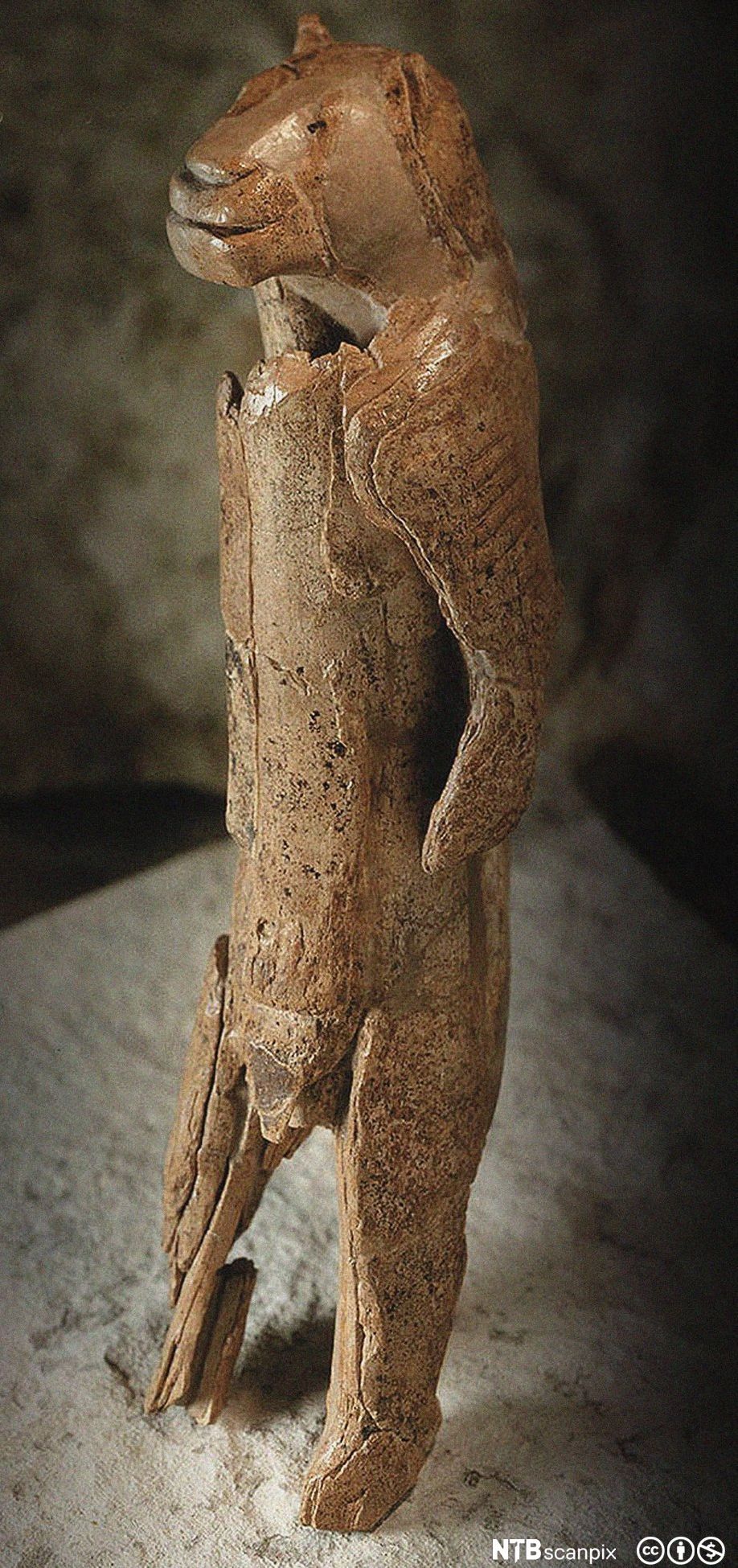 Figur med løvehode og menneskekropp. Foto,