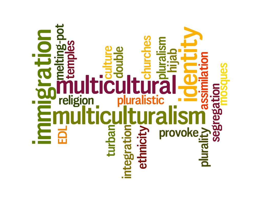 Word cloud related to multiculturalism. Illustration.