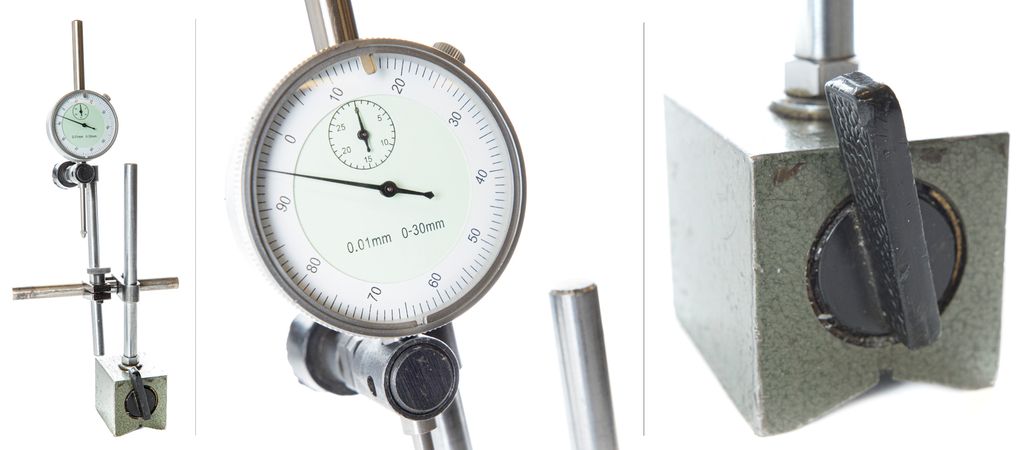 Måleur på magnetfot. Foto.