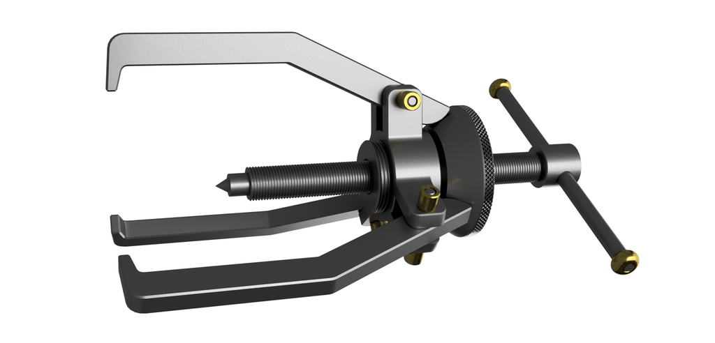 Verktøy med tre bein og en lang skrue i senter. Illustrasjon.