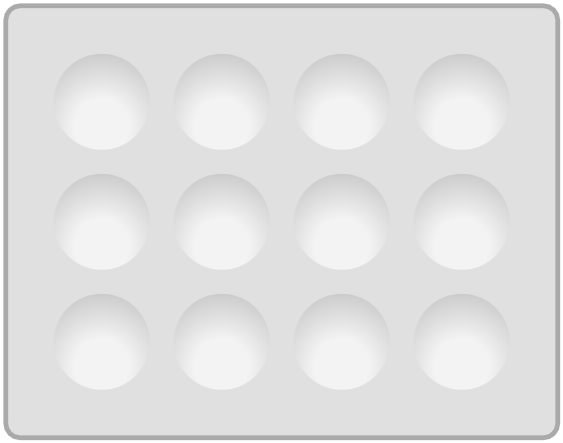 Analysebrett med groper til analyse av ulike stoffer. Illustrasjon.