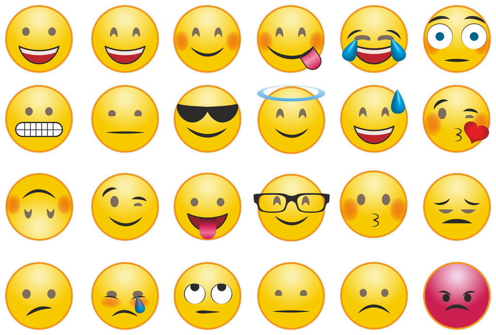 Sett med emoji. Illustrasjon.