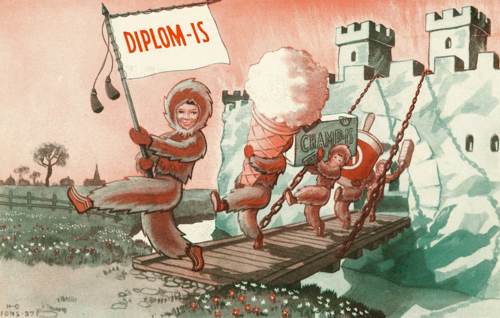 Diplom-Is-figurar som ber iskrem. Illustrasjon.