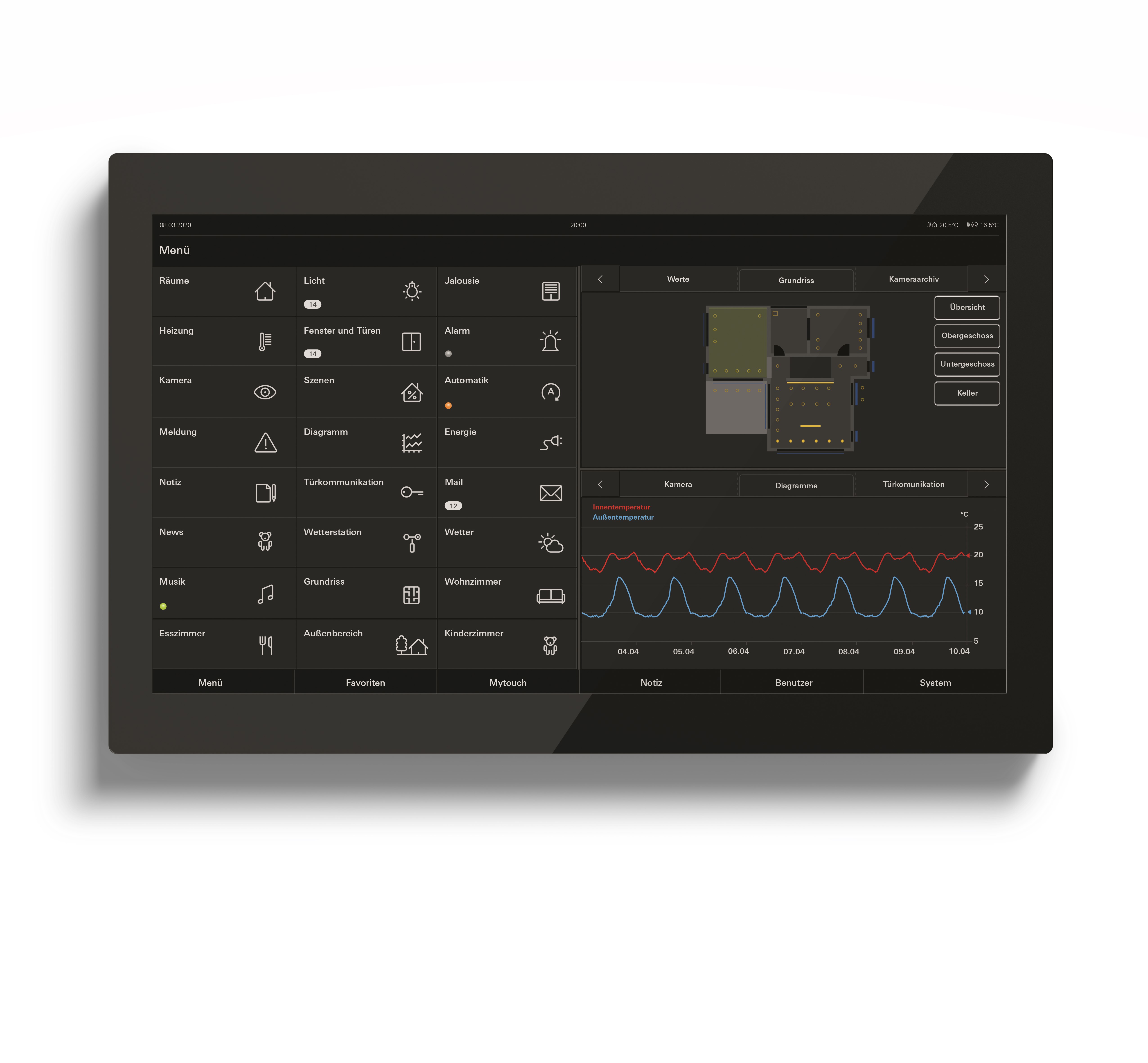 Kontrollsystem til KNX-smarthus. Foto.