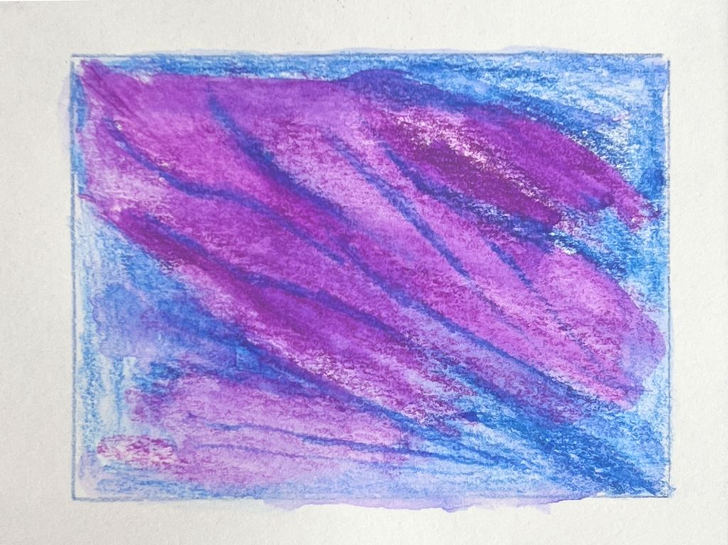 Bilete laga med vassløyseleg fargeblyant. Illustrasjon. 