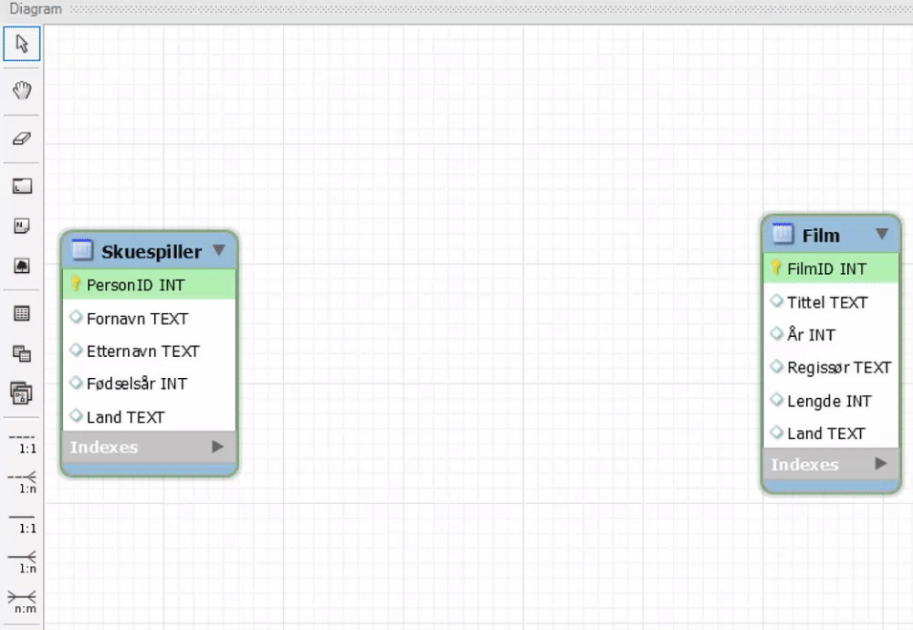 Skjermbilde fra programmet MySQL Workbench. Animasjon