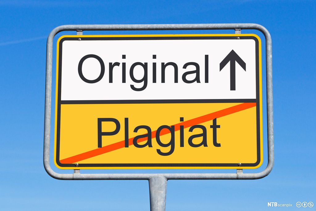 Original kontra plagiat.  Plagiat er strøket over. Bilde.