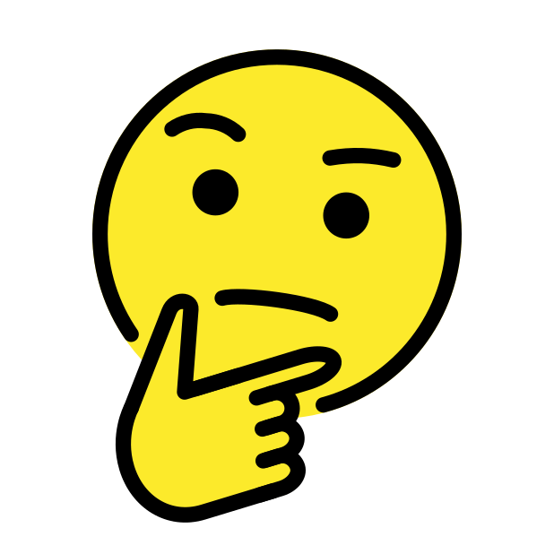 Gul emoji med et tankefullt uttrykk. Illustrasjon