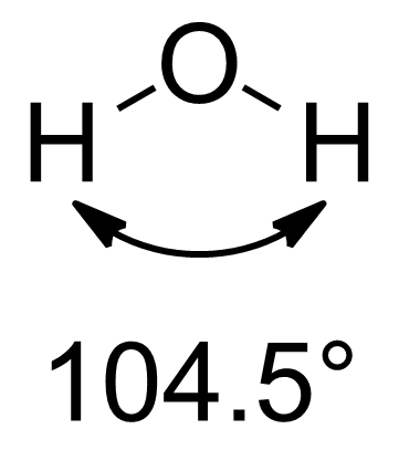 Tegnet strukturformel H-O-H. Tegning.