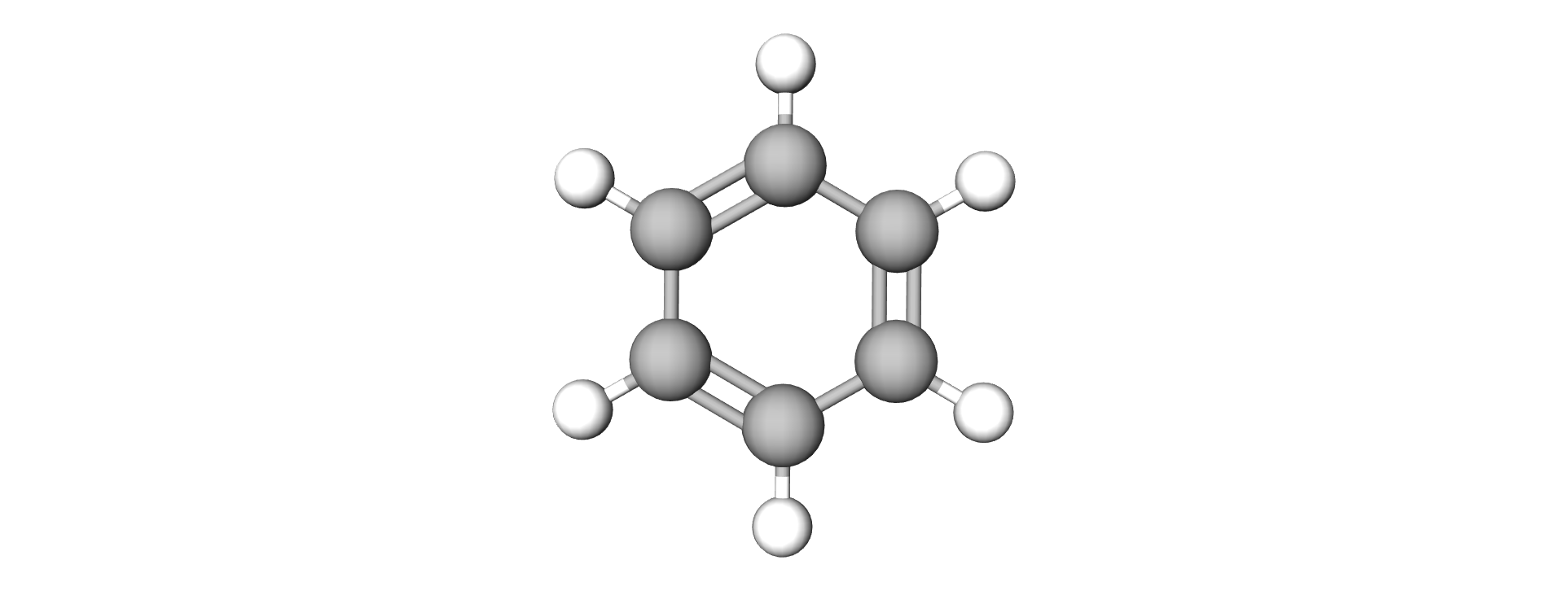 Syklisk molekylmodell av benzen. Illustrasjon.
