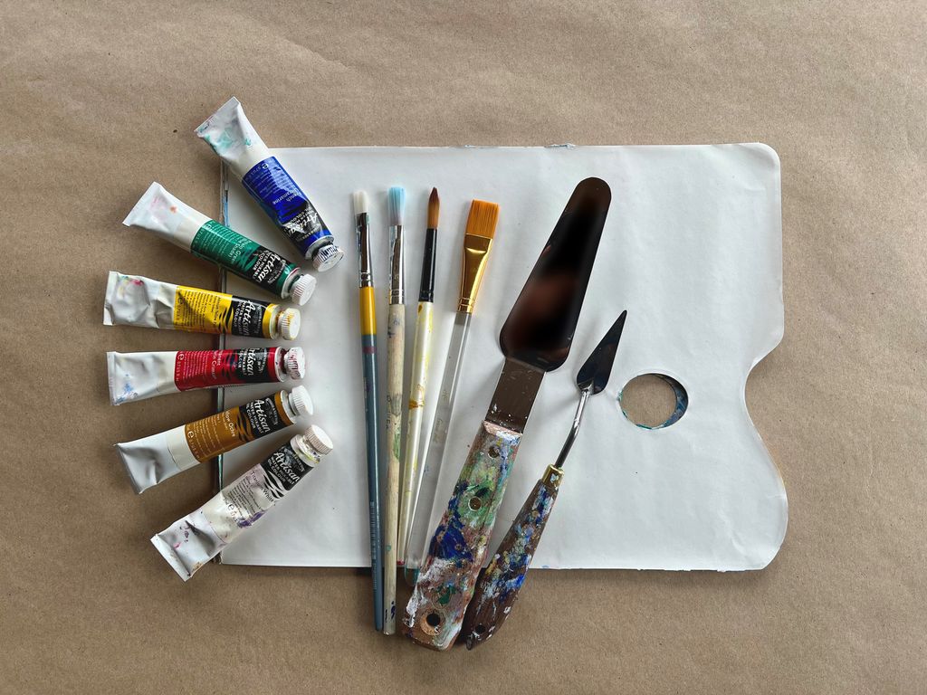 Utstyr til oljemaling. Foto.