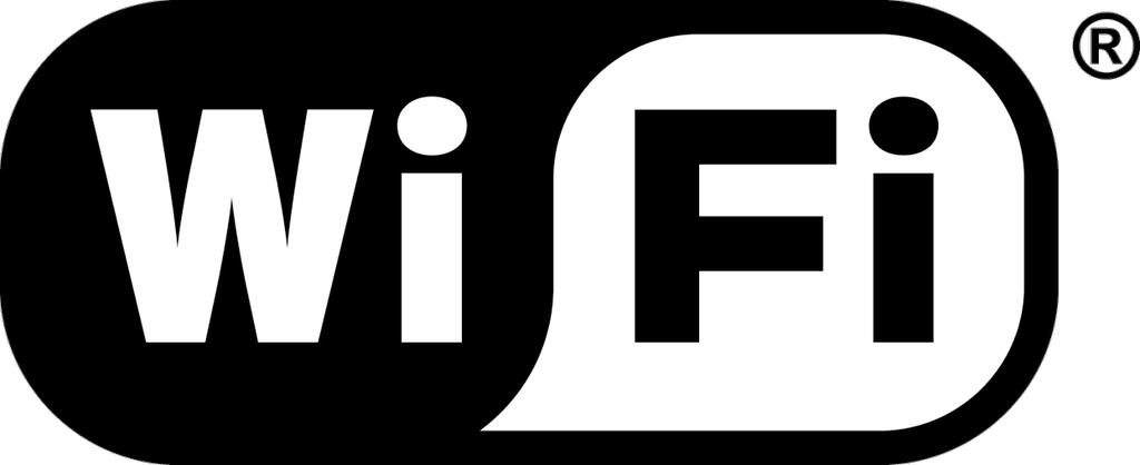 Enkel logo med teksten "Wi Fi". Illustrasjon.
