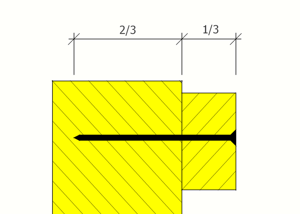 Teikninga viser ein spikar med riktig forankringslengd (to tredjedelar) i underlaget, med mål. Teikning.