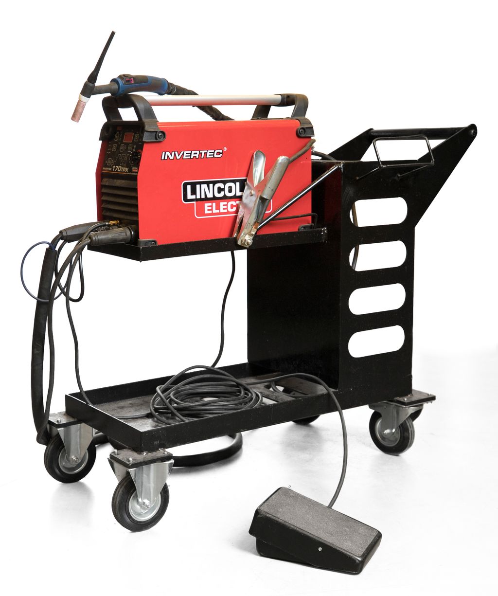 TIG-sveiseapparat på stativ. Foto.