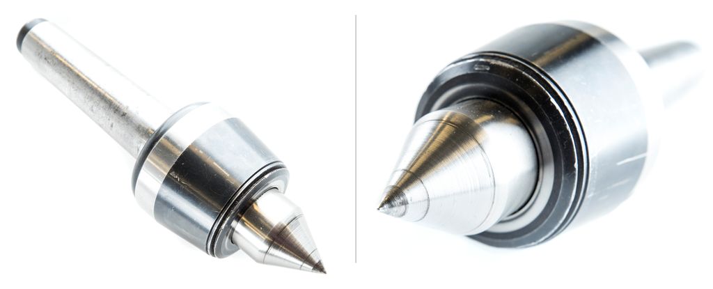 To bilete av ein senterspiss. Eit bilete av heile verktøyet og eit nærbilete av spissen. Foto.