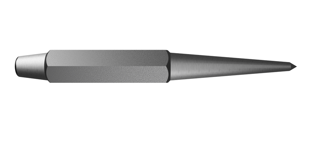 Avlangt verktøy med ei slagflate på den ene enden og en spiss på den andre. Illustrasjon.