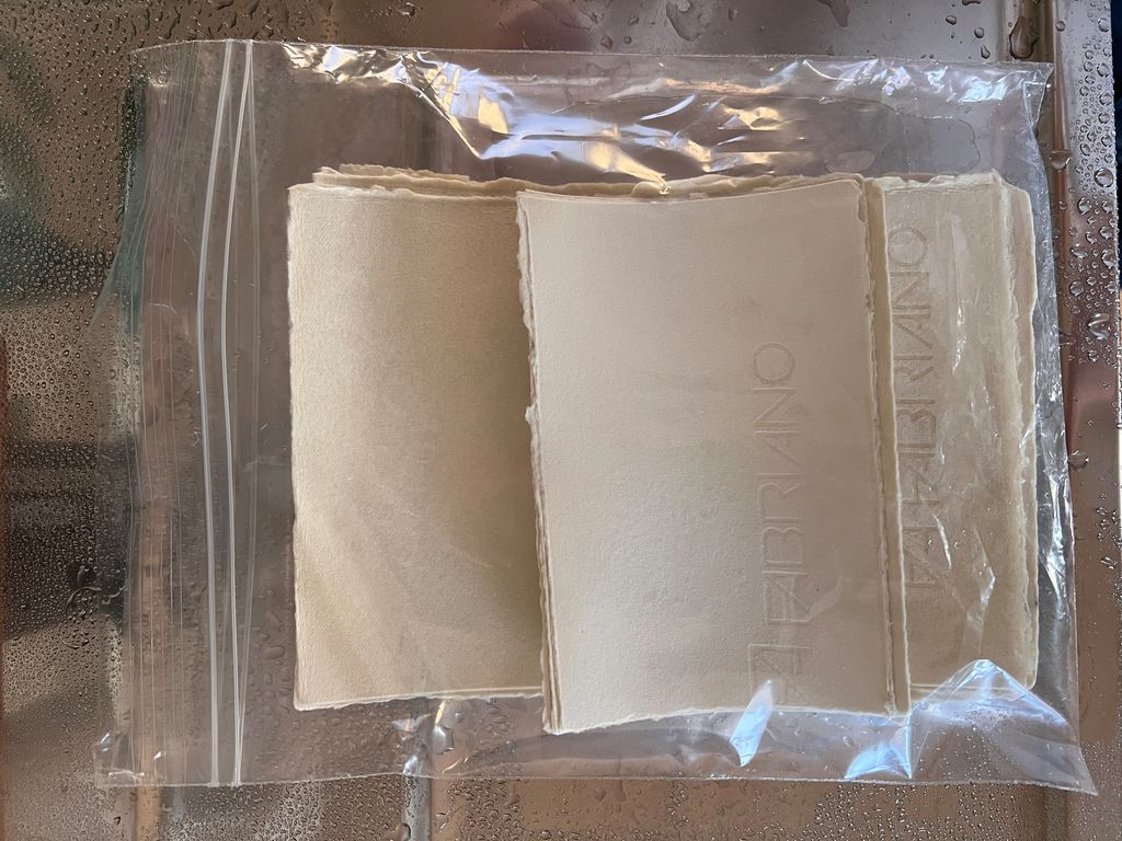 Ein bunke papir i ein plastpose. Foto.