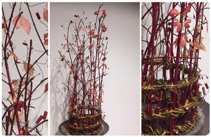 Hodeplagg i plantematerialer. Nærbilder av detaljer. Foto.