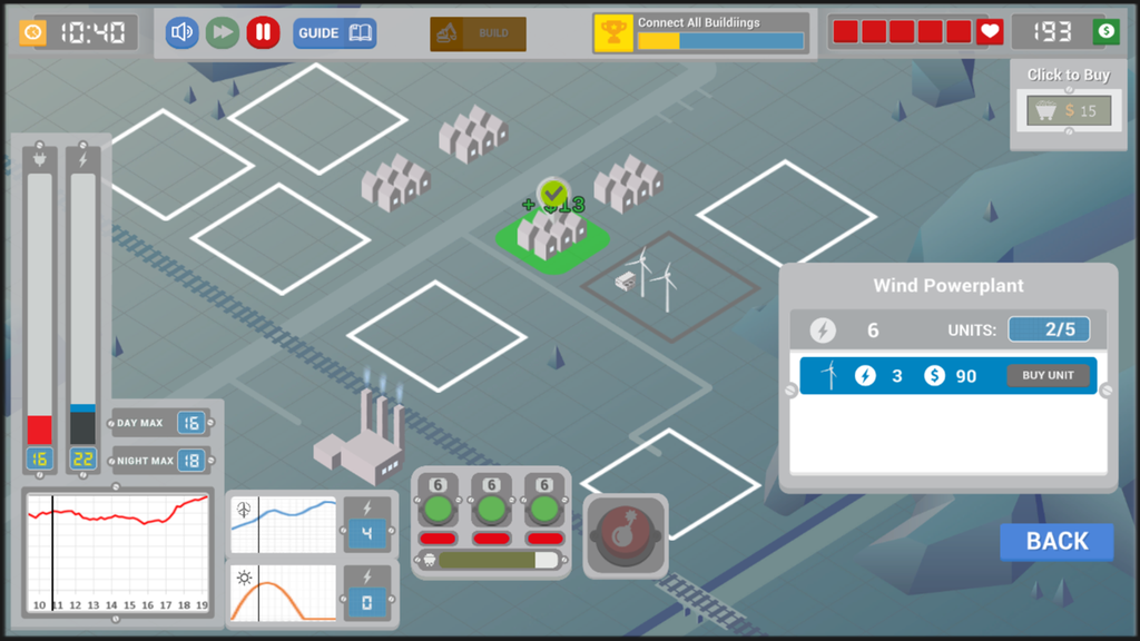 Oppstartsbildet til spillet Power the grid. Foto.