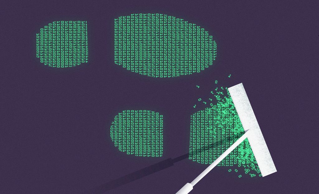 En nal sletter fotavtrykk med binærkode. Illustrasjon.