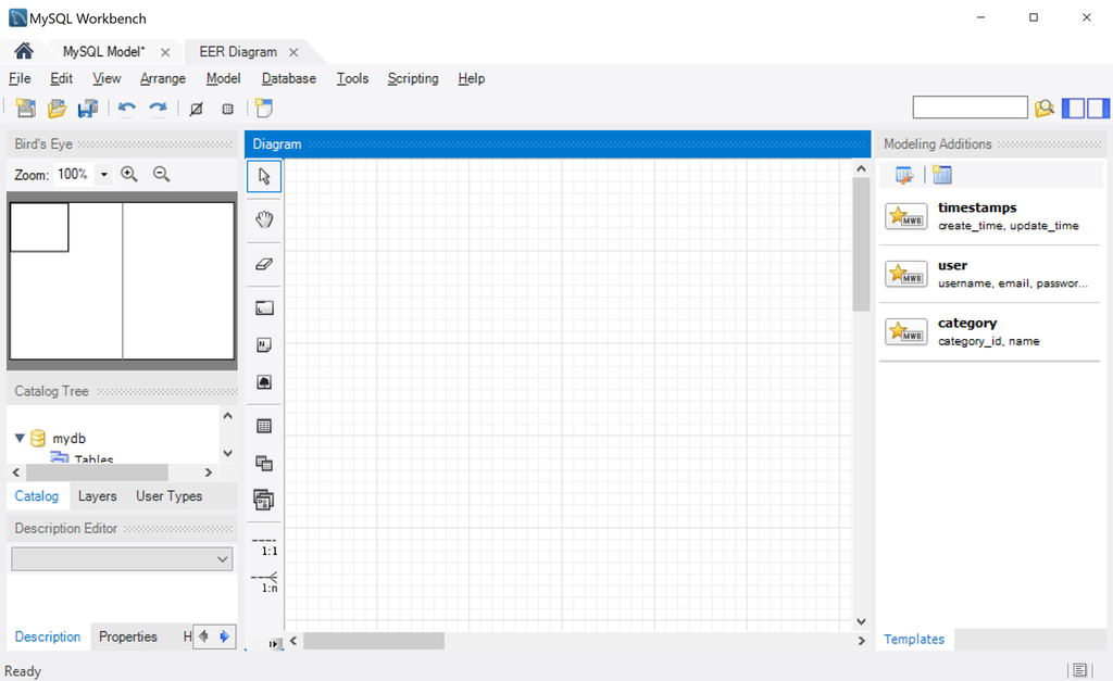 Skjermbilde fra programmet MySQL Workbench