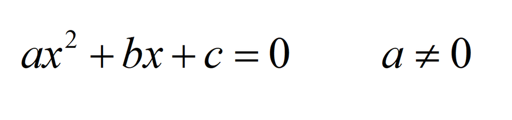 Bildet viser en generell andregradslikning