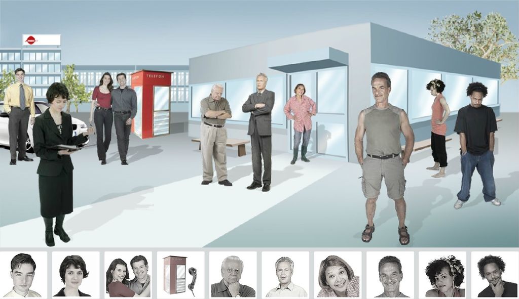 ens amling med personer. Illustrasjon.