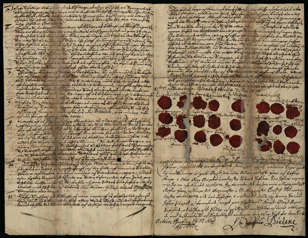 Brev fra arbeiderne ved Røros Kobberverk til Norges kansler Ove Bjelke. Scannet kilde. 