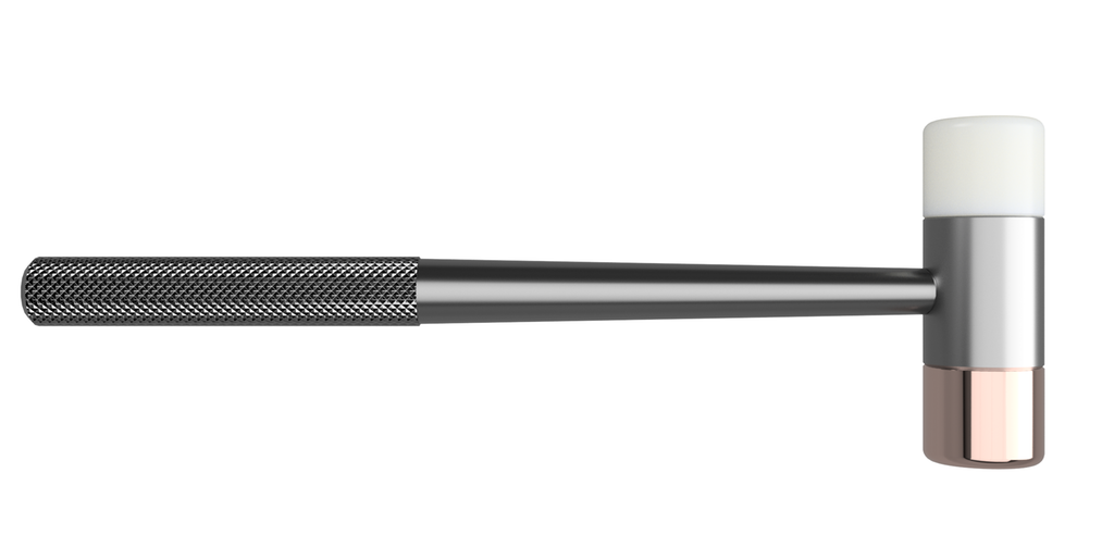 Hammer med slagflater av nylon og kobber. Illustrasjon.