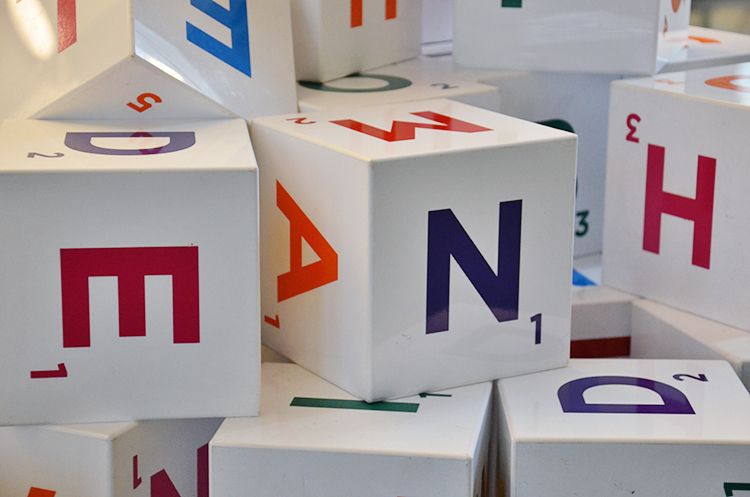 Letter blocks. Photo.