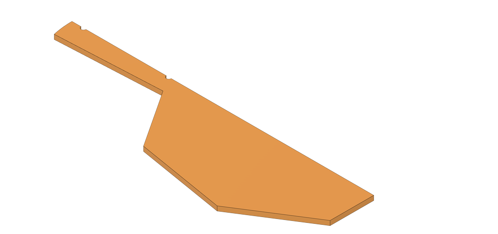 Tredimensjonall tegning av en halv bordtennisrekkert med kantete form. Kantene er skarpe. Illustrasjon.