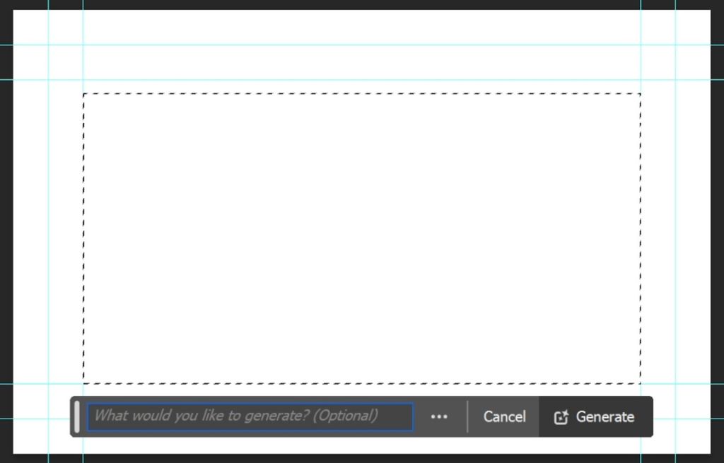 Merking i et tomt dokument med en tekstboks der man kan skrive inn kommando til bildegenerering. Skjermutklipp.