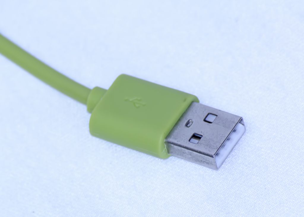 Grønn USB type A han kontakt. Foto
