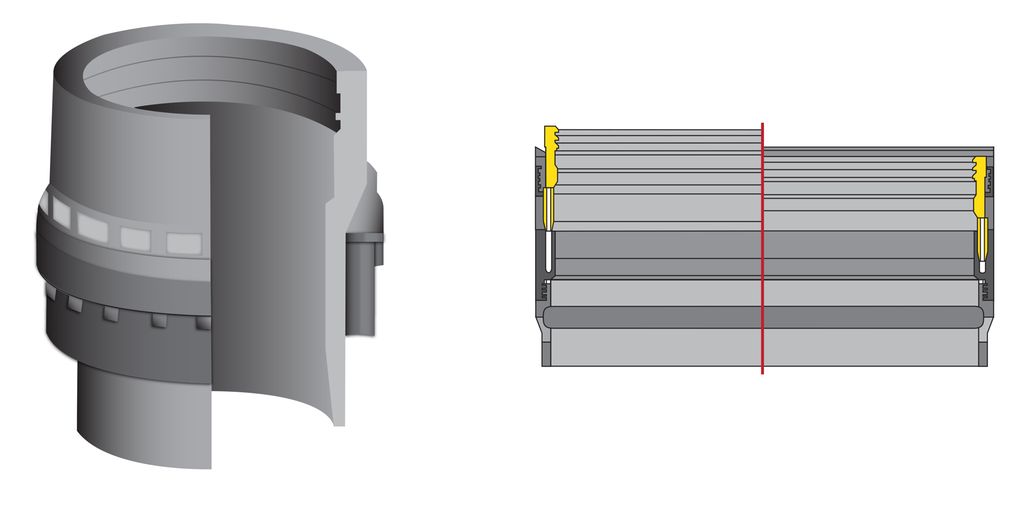 Låsering og casing hanger. Illustrasjon.