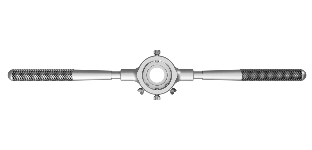 Verktøy med to håndtak og en åpen sirkel i midten. Illustrasjon.