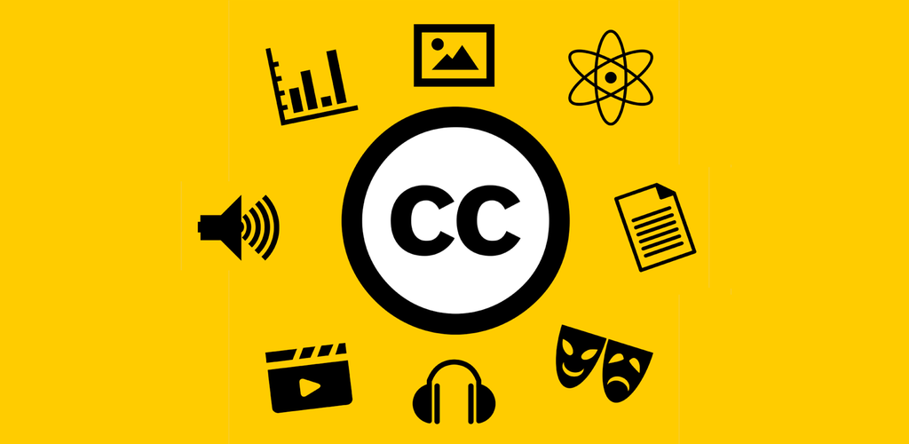 Symbol på innhald og Creative Commons. Kollasj.