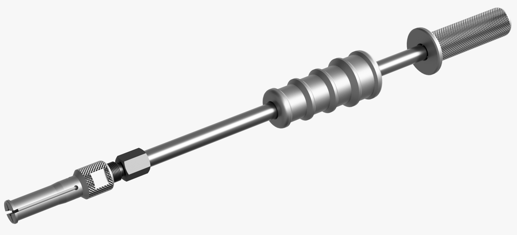 Verktøy som består av et langt rør med en kile på venstre side og et håndtak på høyre side. Illustrasjon.