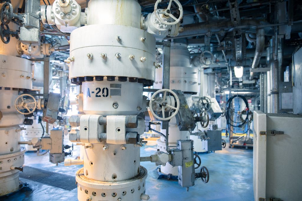 Brønnhodet til brønn A-20 på Sleipner plattformen. Foto.