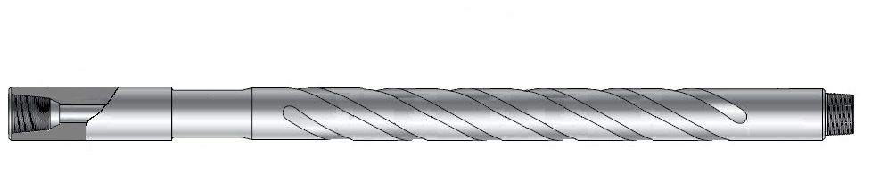 Skissen viser vektrør som brukes nederst i borestrengen. Rørene har en spiralformet overflate for å opprettholde hastigheten på væsken som strømmer forbi i rørene i brønnen. Illustrasjon.