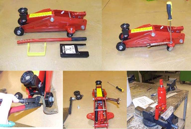 Reparasjon av jekk. Kollasj.