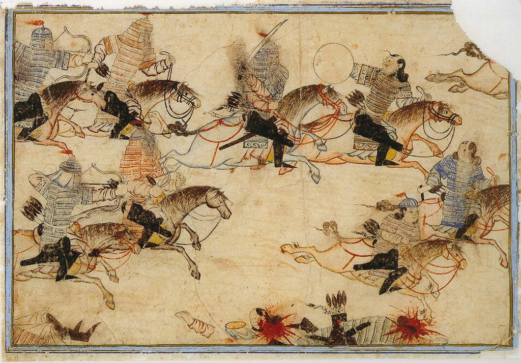 Mongolske krigarar jaktar på fienden. Illustrasjon.