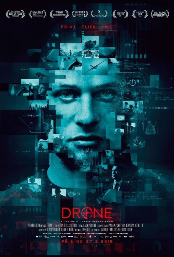 Filmplakat til dokumentarfilmen Drone. Foto.