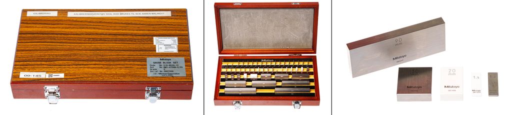 Brun eske med mange små metall- og porselensbiter i. Foto.