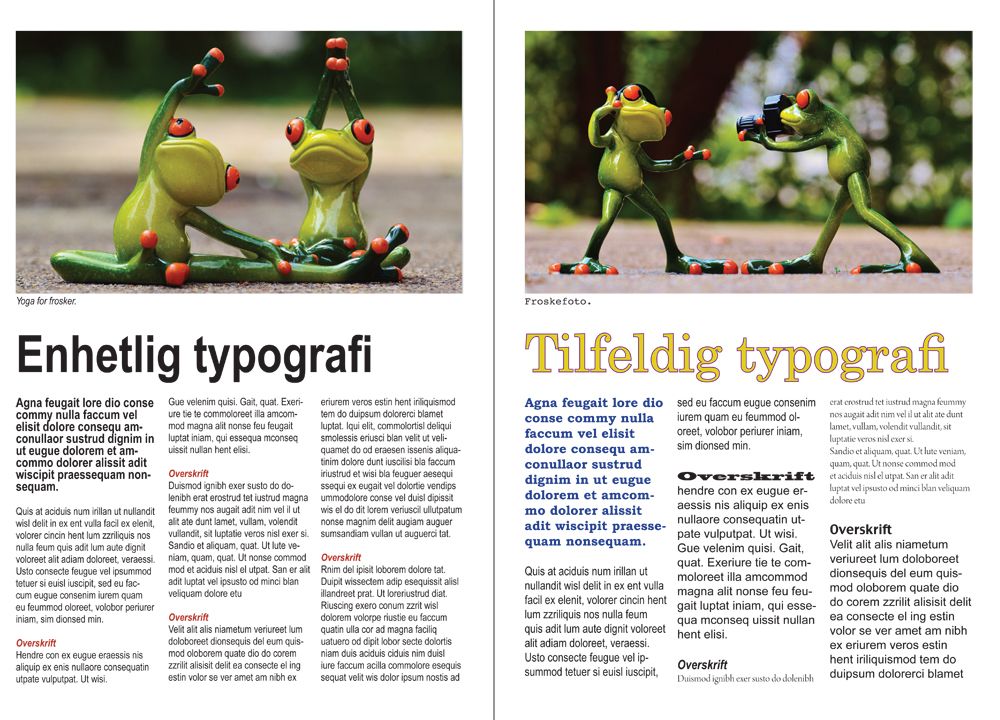 Sammenligning av typografi. Grafisk.