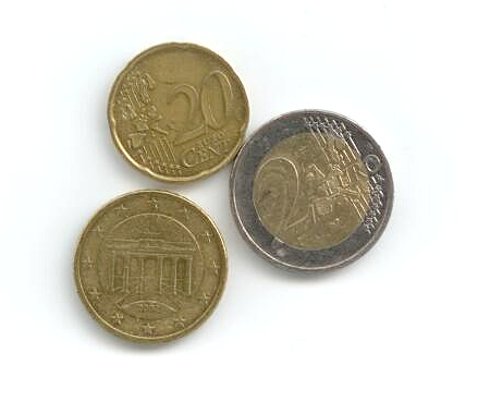 Ulike euromynter. Foto.
