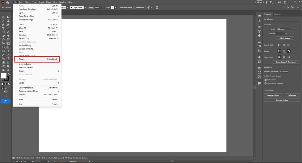 Adobe Illustrator på en dataskjerm. Skjermutklipp.