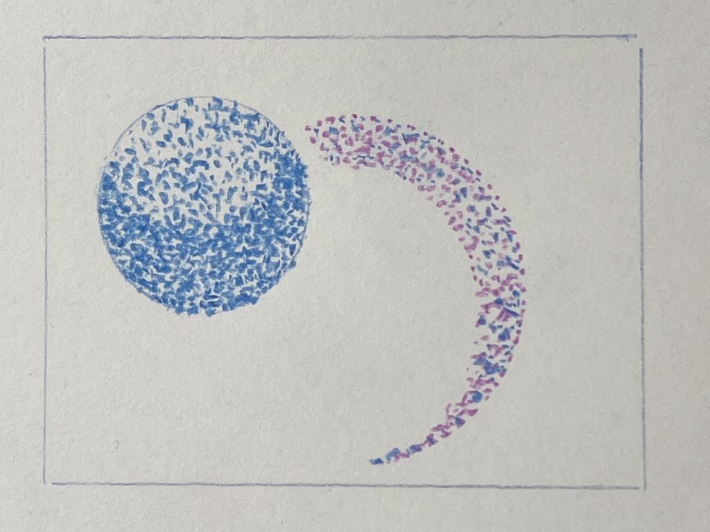 Teikning med fargeblyant. Illustrasjon.