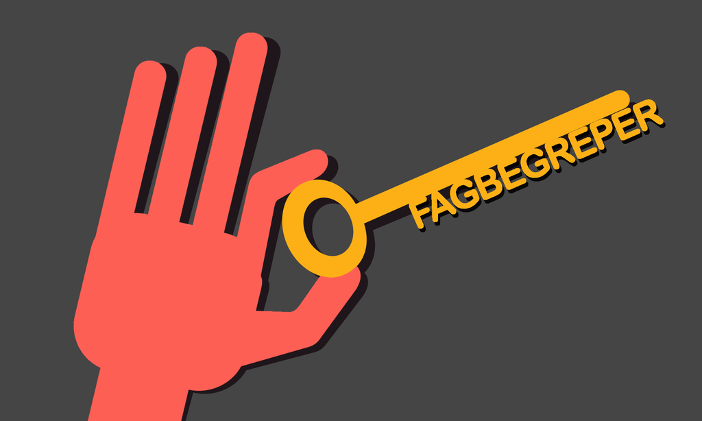 Hånd holder nøkkel med ordet begrep på. illustrasjon.