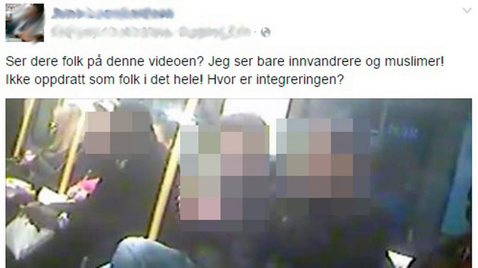 Utalelse på Facebook med sensurert navn og dato. Manipulert skjermdump.